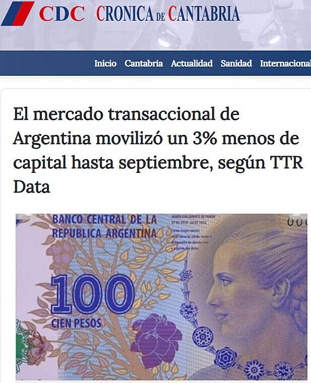 El mercado transaccional de Argentina moviliz un 3% menos de capital hasta septiembre, segn TTR Data